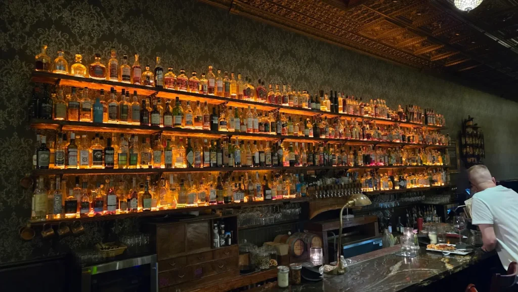 Premium whiskey collection at Rocco’s Specialty Bar Seattle